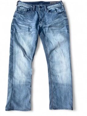 Y2K Streetwear Buckle Buffalo by David Britton Brady-X Straight Leg Jeans